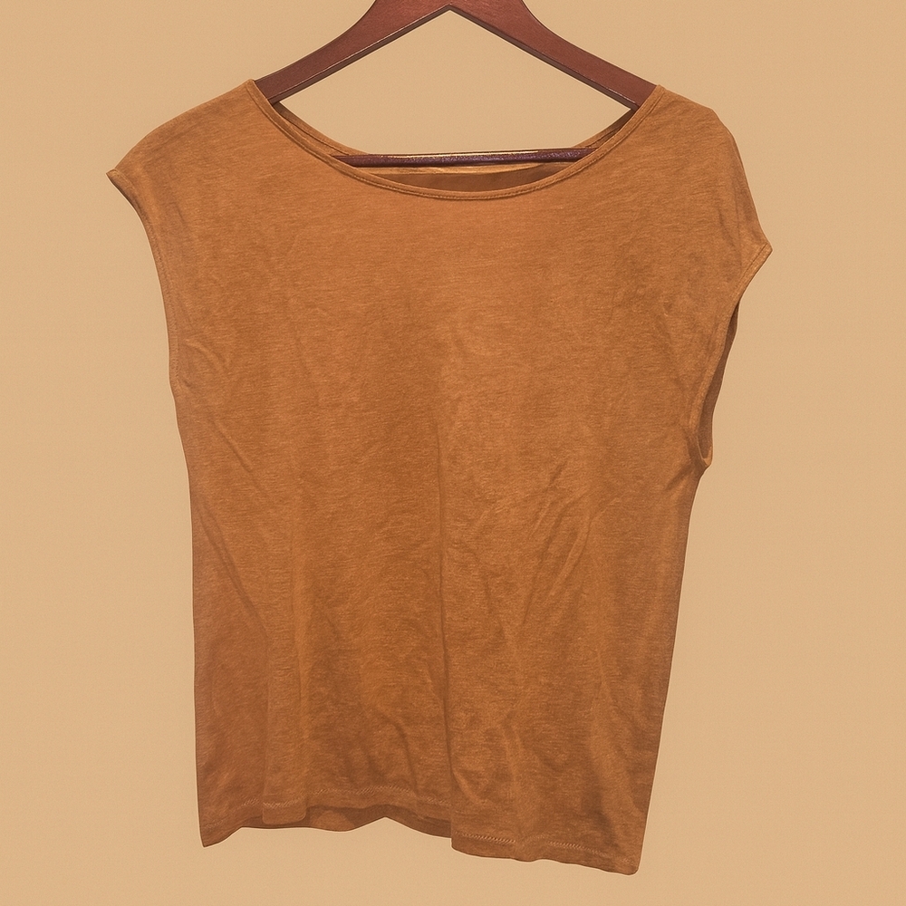 Ann Taylor Loft linen burnt orange sleeveless shirt, size Xs